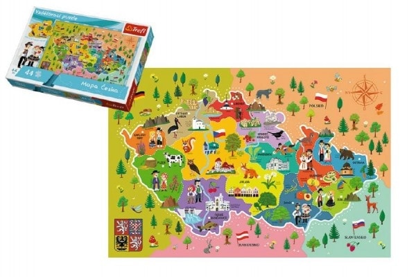 mapa čr pro děti Popron.cz   Vzdělávací puzzle mapa České republiky 44 dílků  mapa čr pro děti